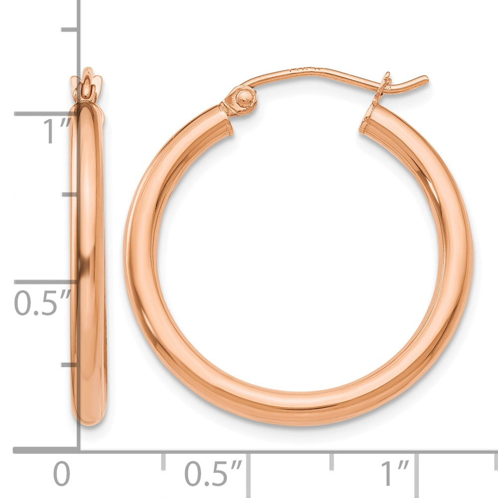 10k Rose Gold Polished 2.5mm Lightweight Tube Hoop Earrings