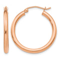 10k Rose Gold Polished 2.5mm Lightweight Tube Hoop Earrings