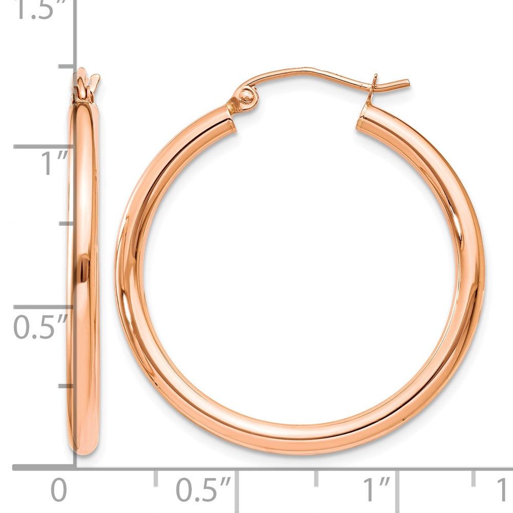 10k Rose Gold Polished 2.5mm Lightweight Tube Hoop Earrings