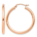10k Rose Gold Polished 2.5mm Lightweight Tube Hoop Earrings