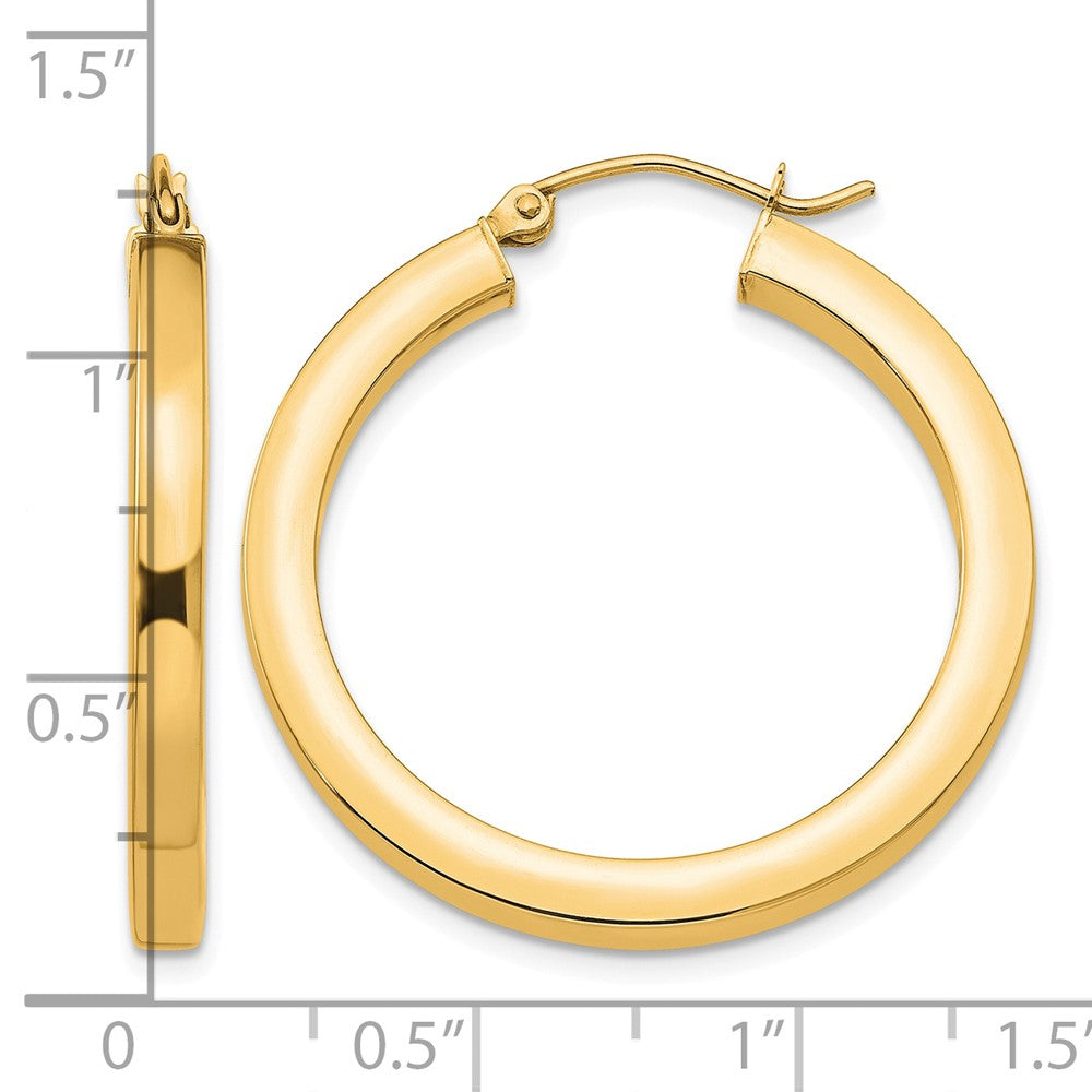 10k 3mm Polished Square Hoop Earrings