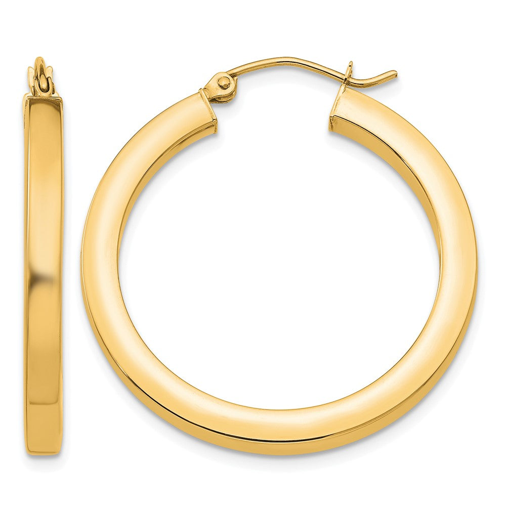 10k 3mm Polished Square Hoop Earrings