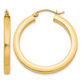 10k 3mm Polished Square Hoop Earrings