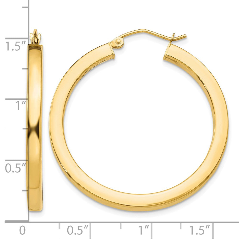 10k 3mm Polished Square Hoop Earrings