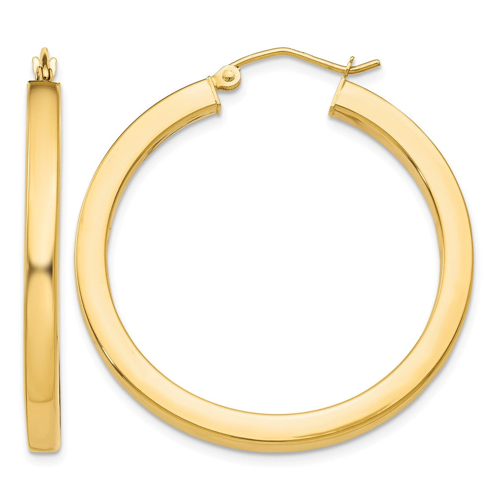 10k 3mm Polished Square Hoop Earrings