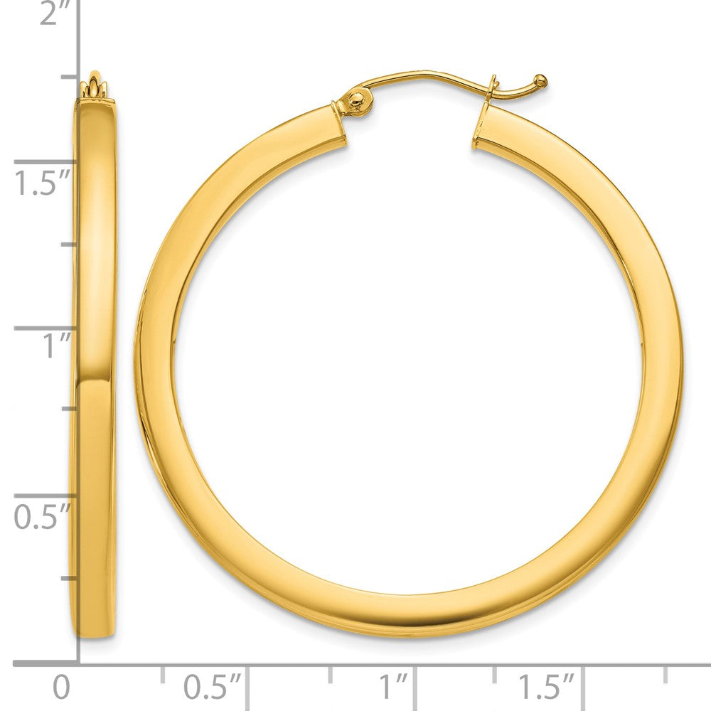 10k 3mm Polished Square Hoop Earrings