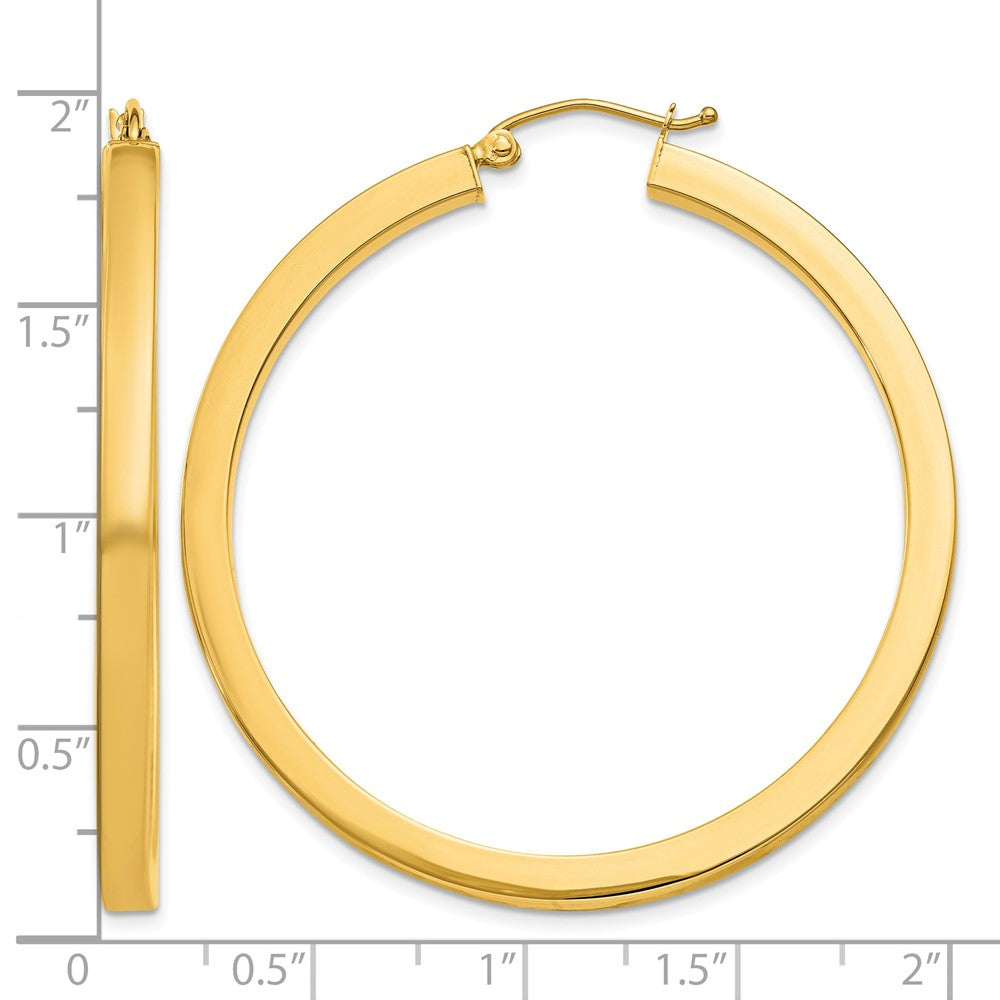 10k 3mm Polished Square Hoop Earrings