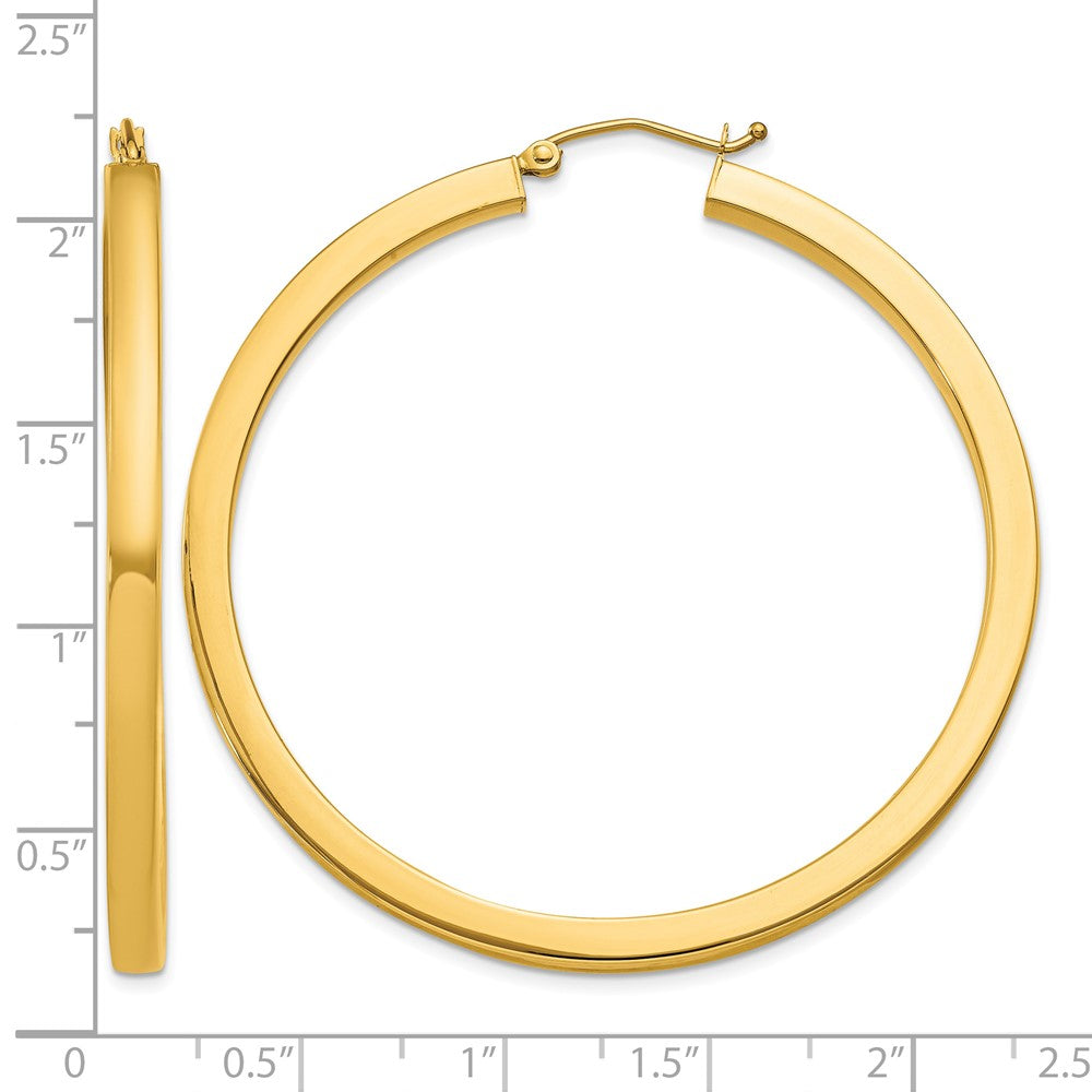 10k 3mm Polished Square Hoop Earrings