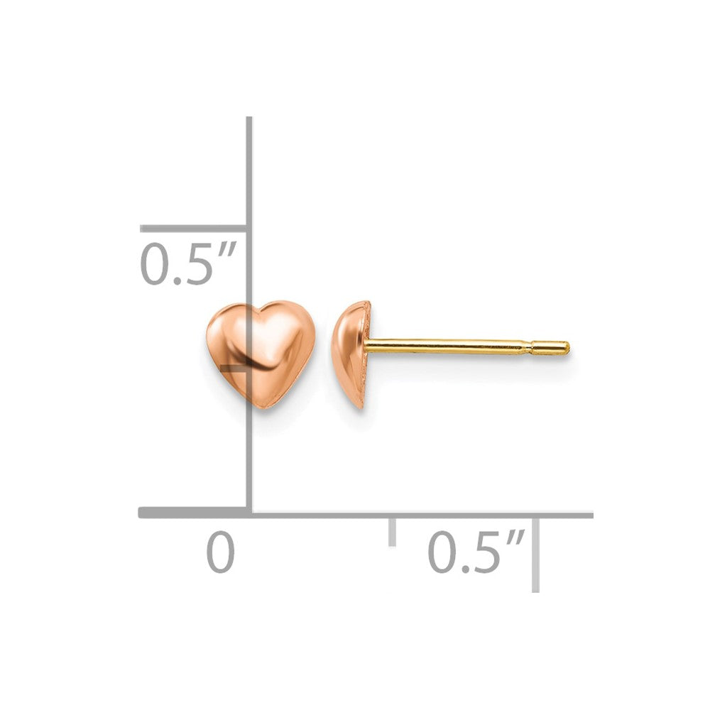 10K Rose Gold Polished Heart Post Earrings
