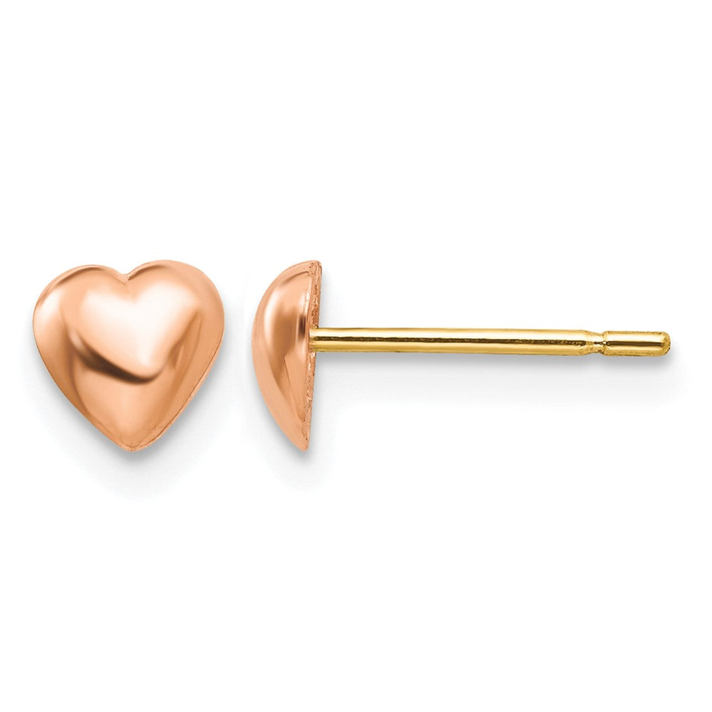 10K Rose Gold Polished Heart Post Earrings