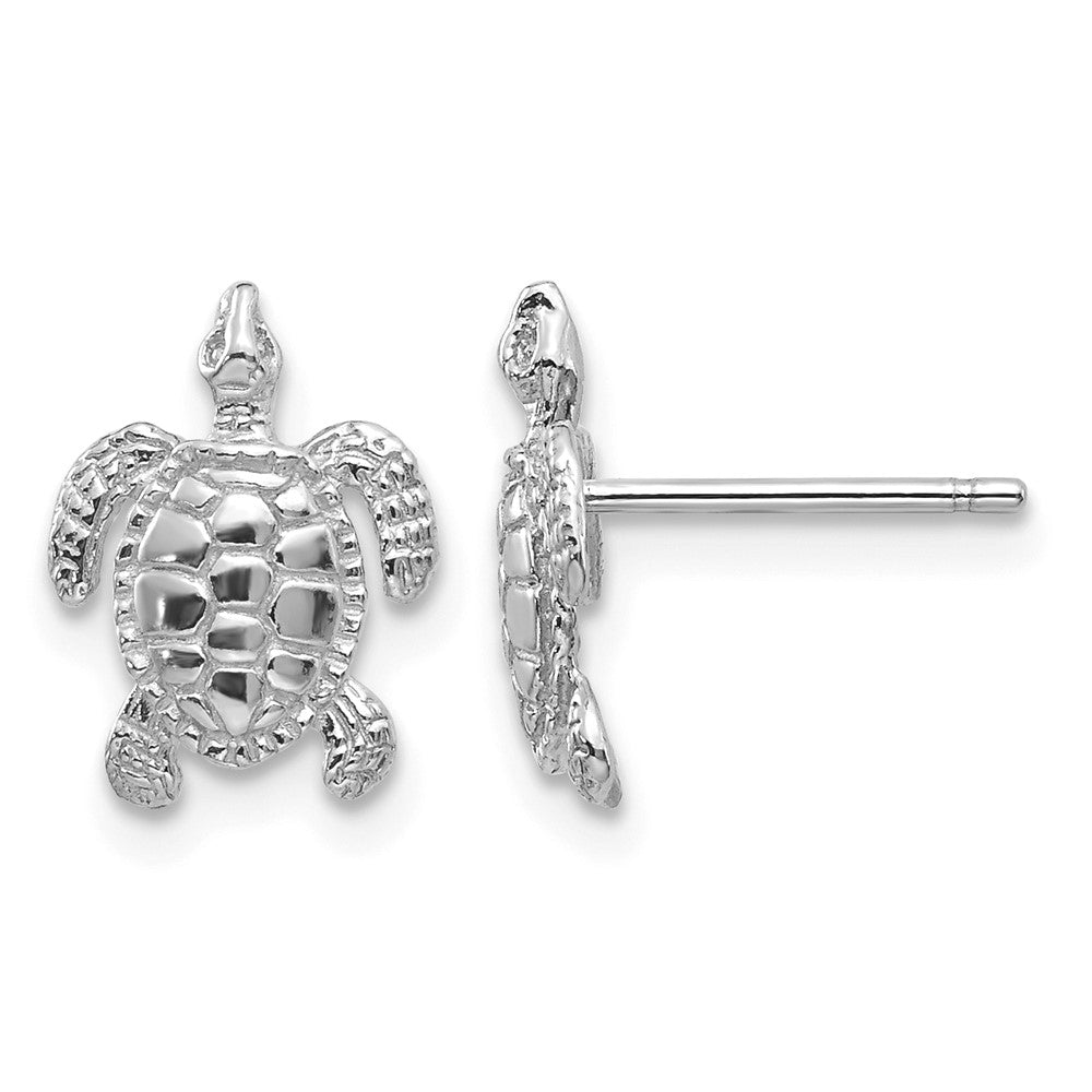 10k White Gold Turtle Post Earrings