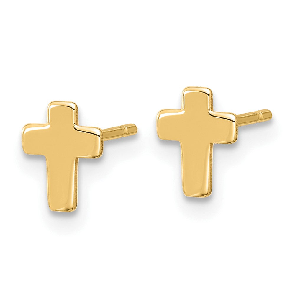 10k Gold Polished Cross Post Earrings