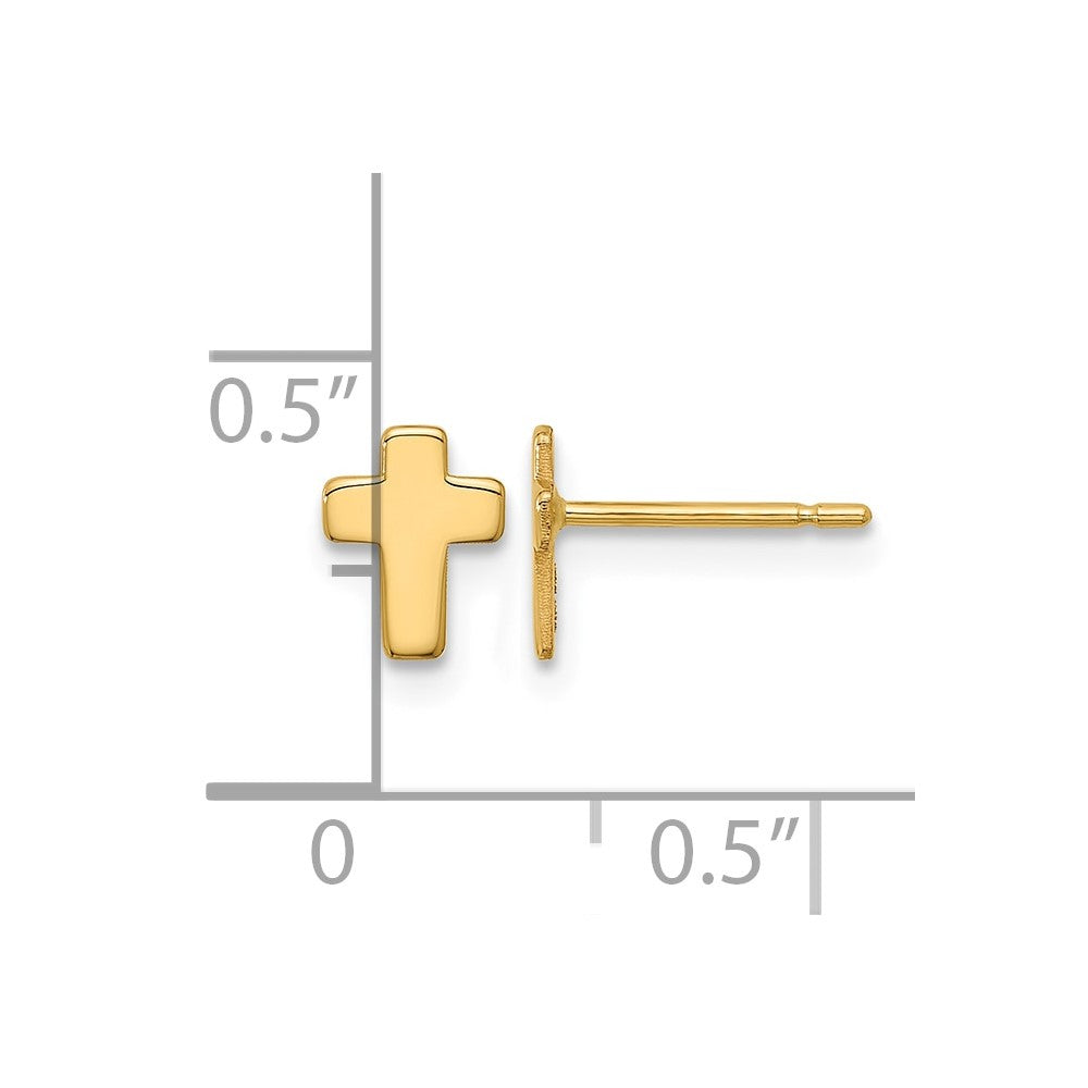 10k Gold Polished Cross Post Earrings