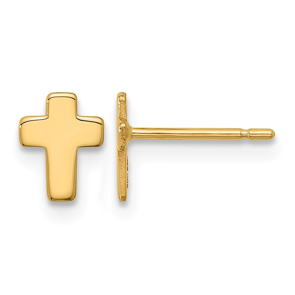 10k Gold Polished Cross Post Earrings