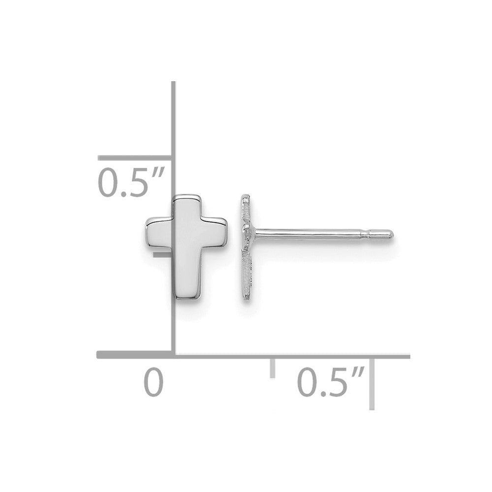10k White Gold Polished Cross Post Earrings