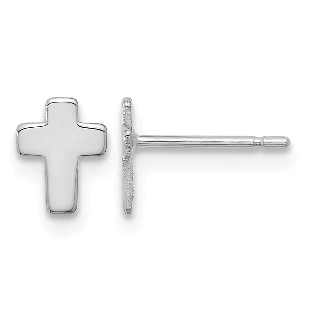 10k White Gold Polished Cross Post Earrings