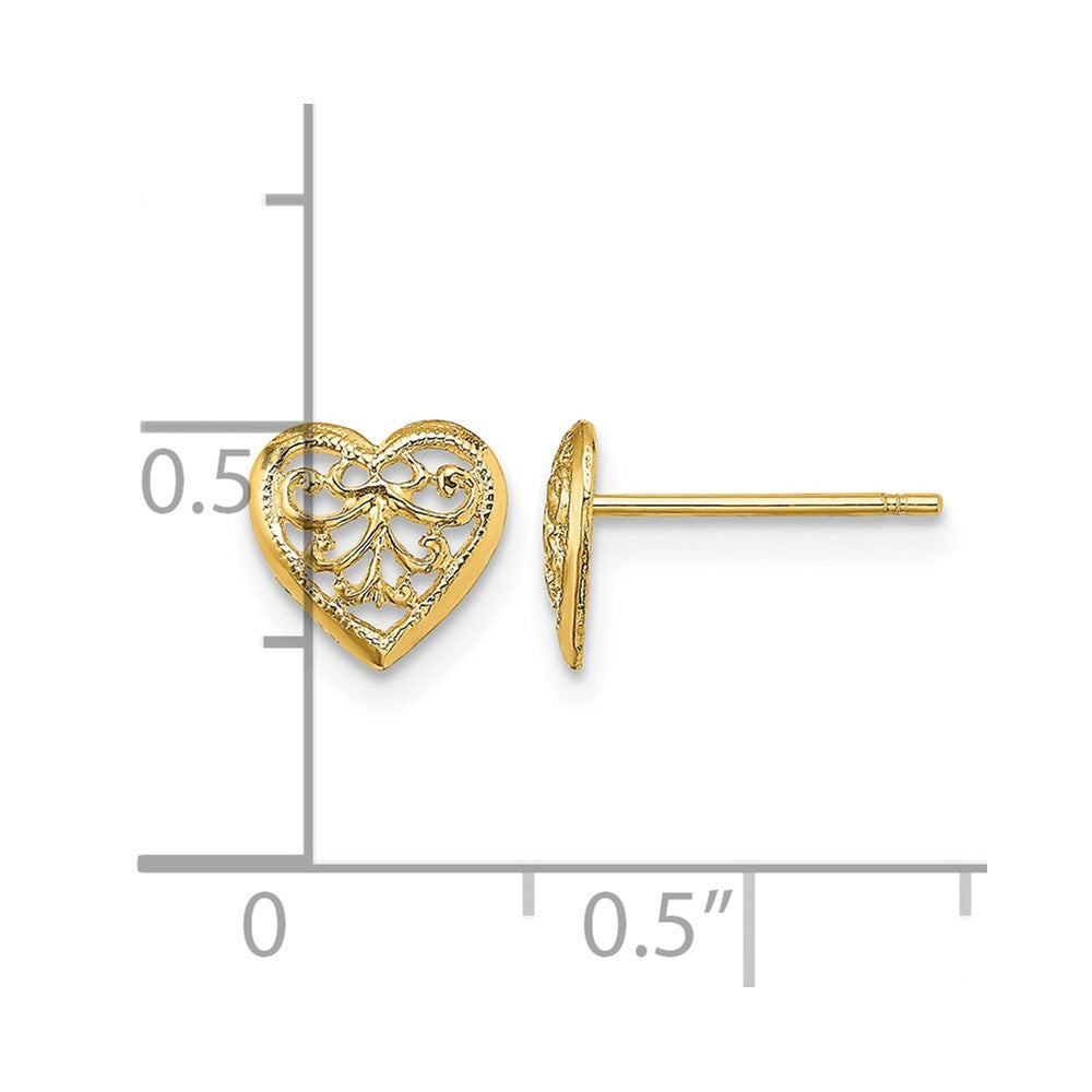 10K Filigree Heart Post Earrings
