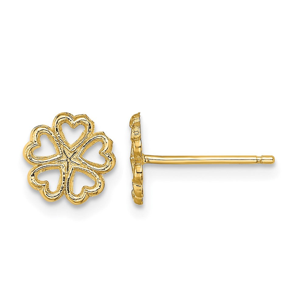 10k Five Hearts Circle Post Earrings