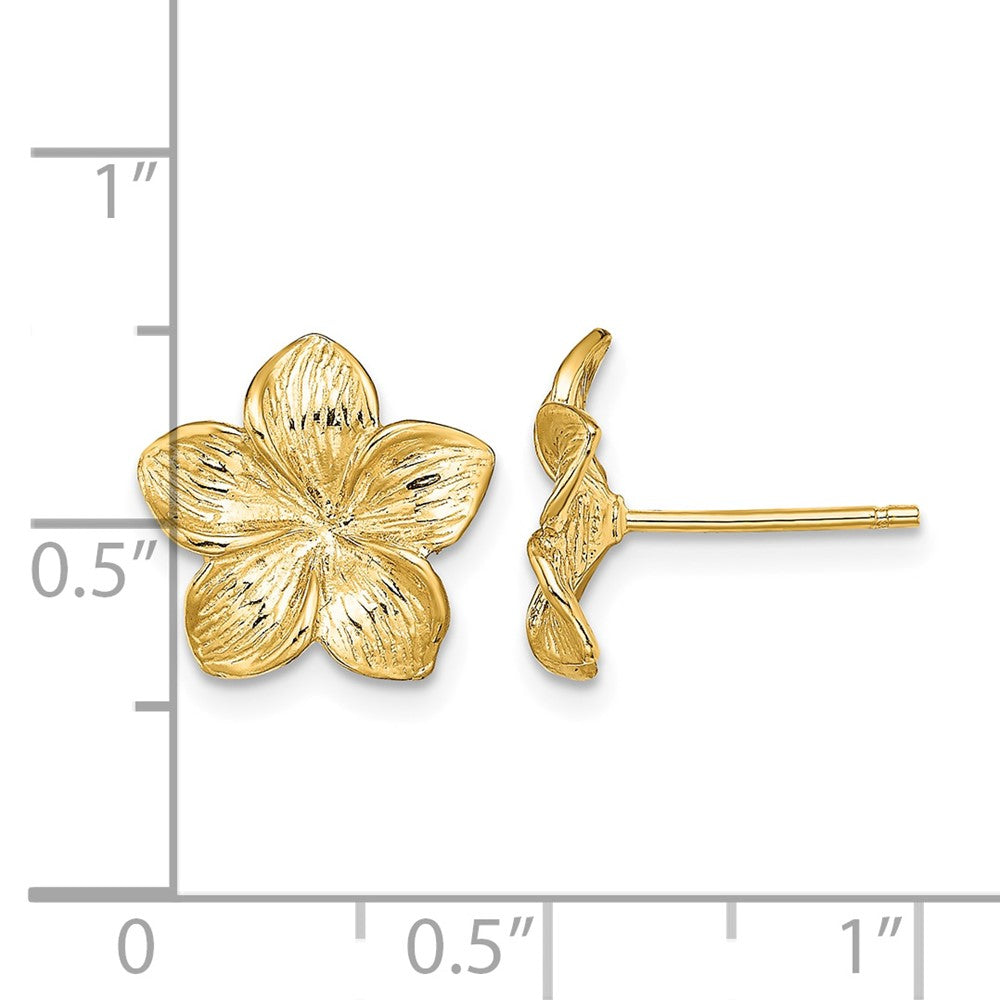 10K Plumeria Flower Post Earrings