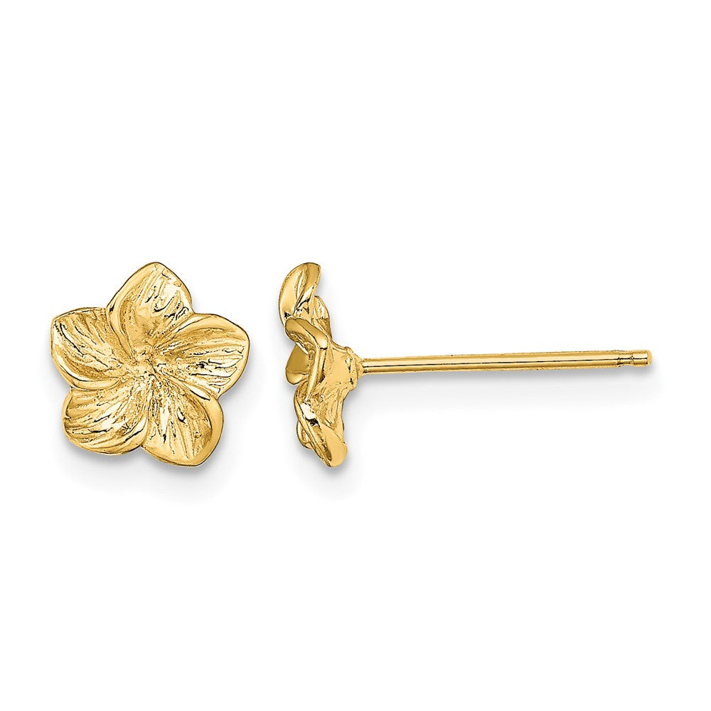 10K Plumeria Flower Post Earrings
