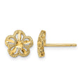 10K Diamond-cut Flower Post Earrings