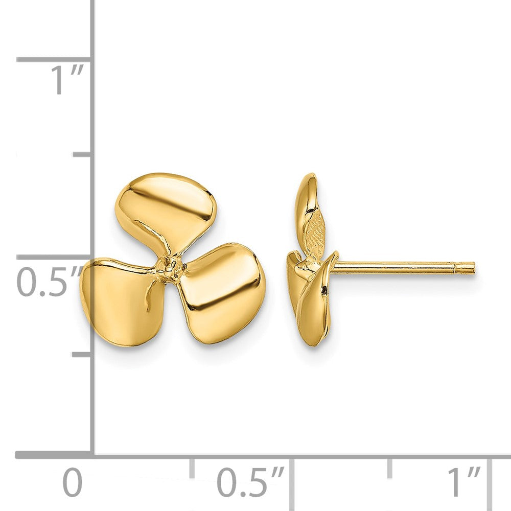 10K Polished Three Blade Propeller Post Earrings