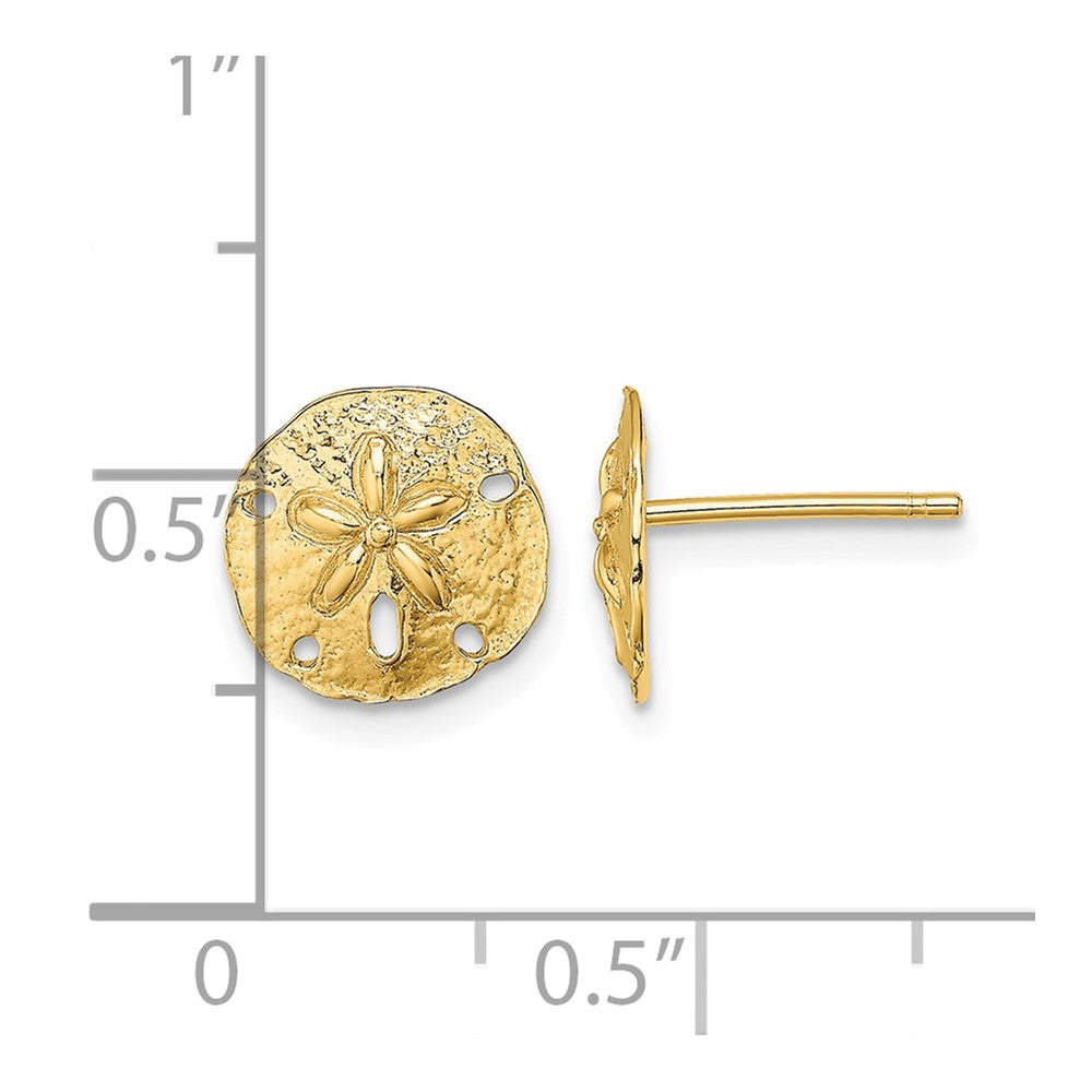 10K Polished Mini Sand Dollar Post Earrings