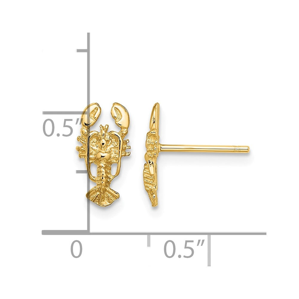 10K 2-D Lobster Post Earrings