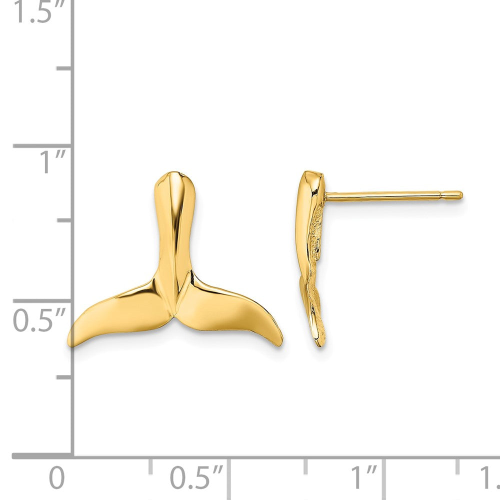 10K 2-D Whale Tail Post Earrings