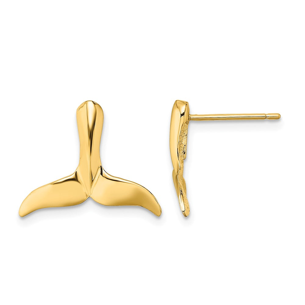10K 2-D Whale Tail Post Earrings