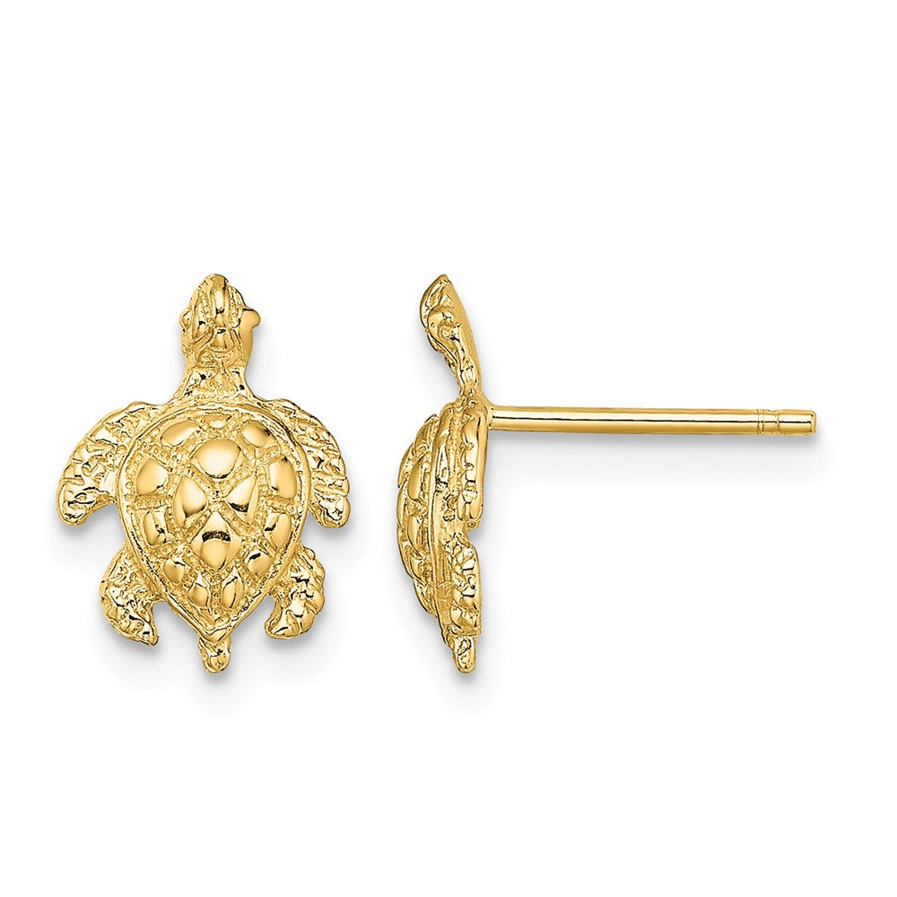 10K 2-D Textured Sea Turtle Post Earrings