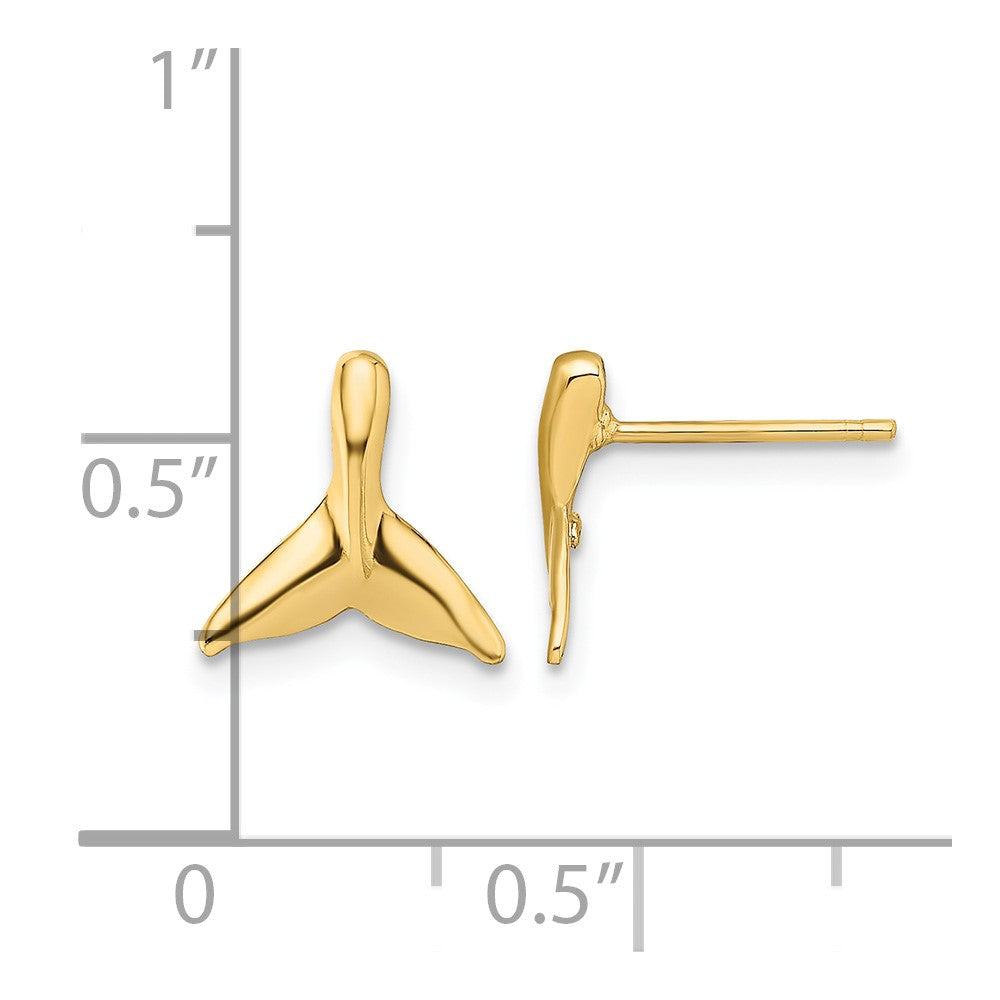 10K Mini Whale Tail Post Earrings