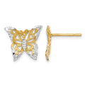 10k w/Rhodium Butterfly Post Earrings