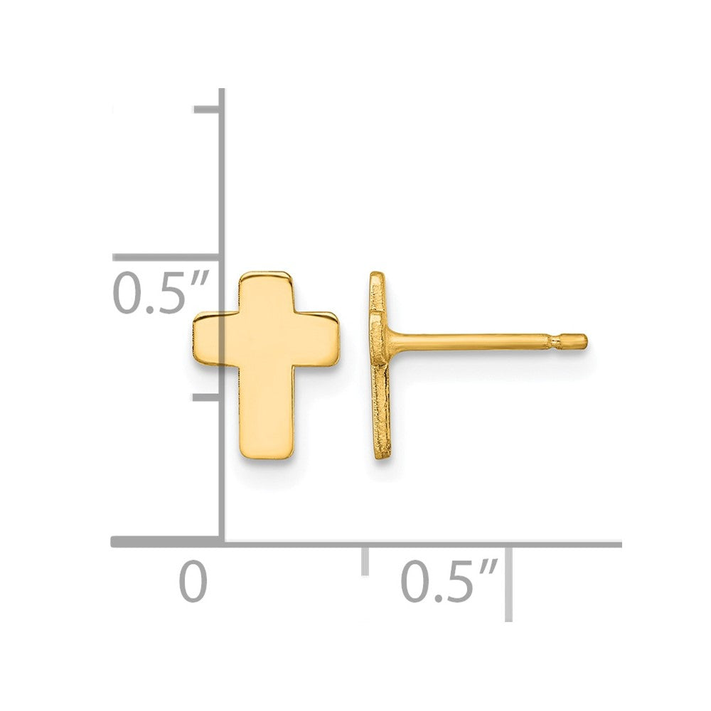 10k Gold Polished Cross Post Earrings