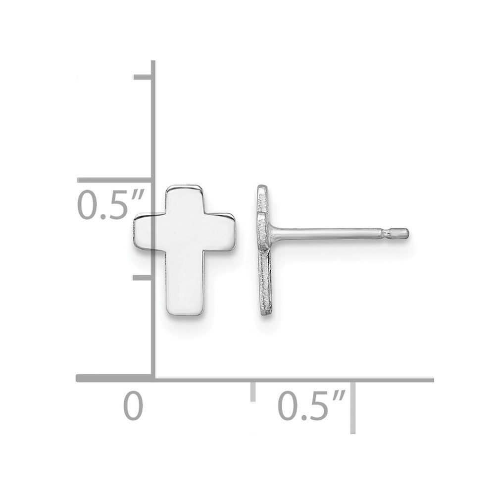 10k White Gold Polished Cross Post Earrings