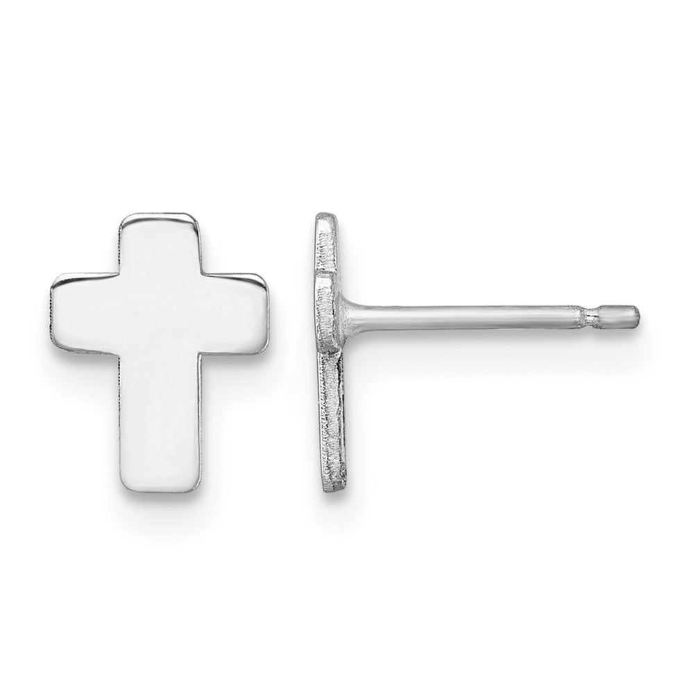 10k White Gold Polished Cross Post Earrings