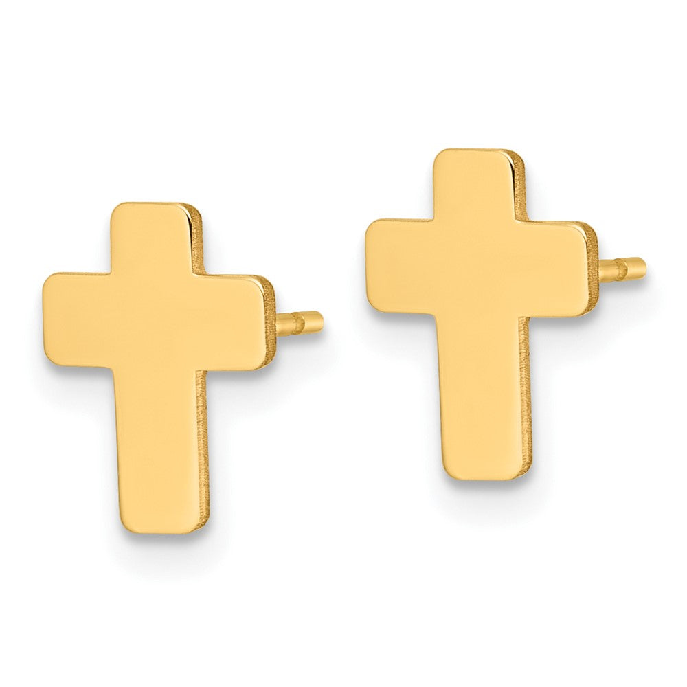 10k Gold Polished Cross Post Earrings