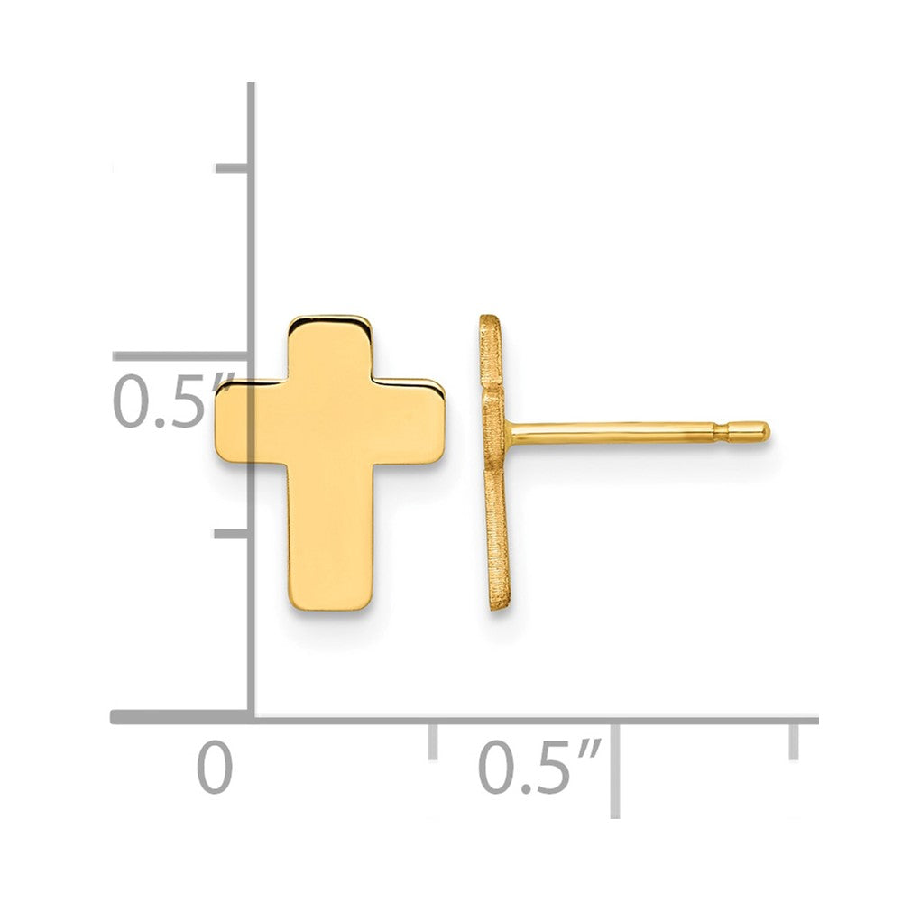 10k Gold Polished Cross Post Earrings