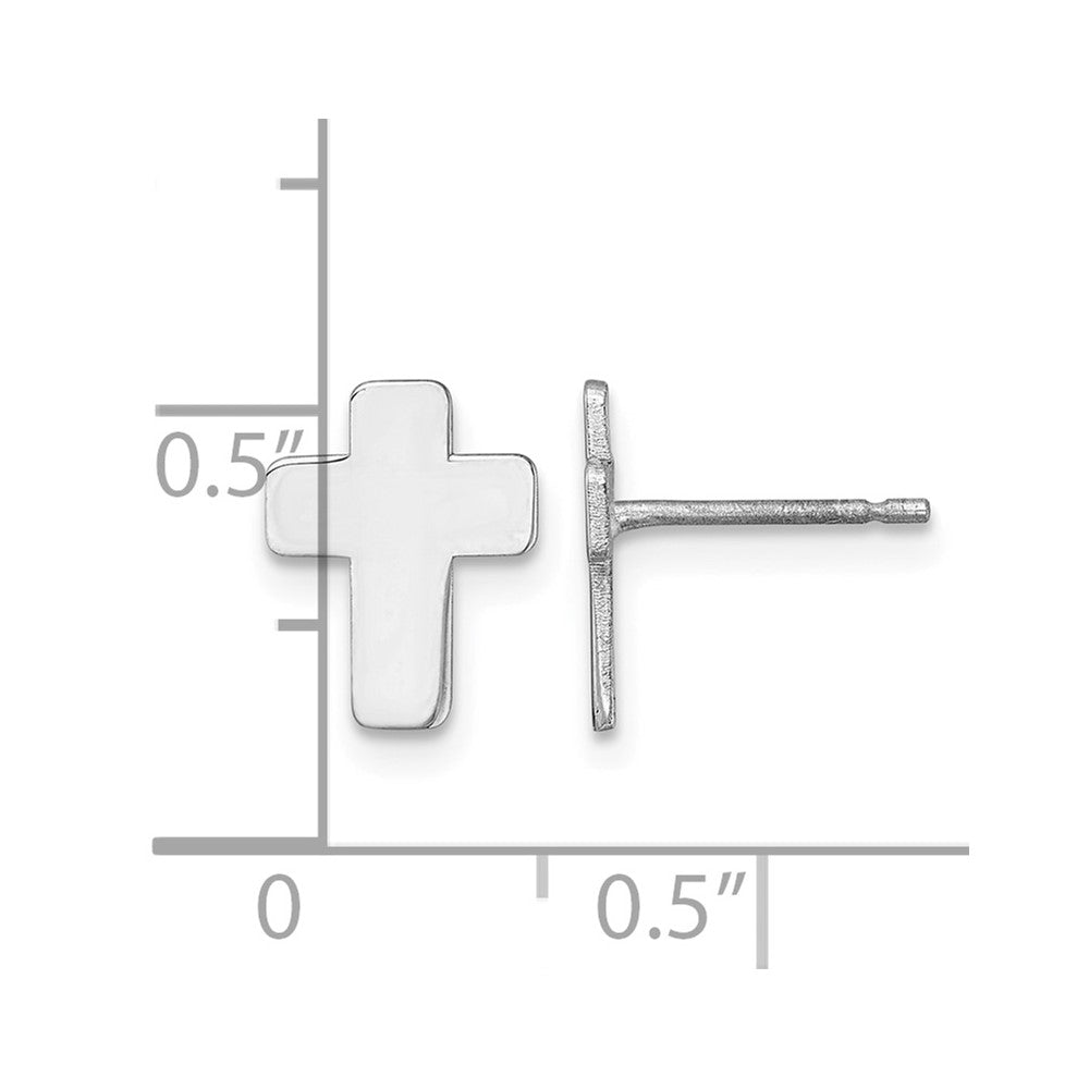 10k White Gold Polished Cross Post Earrings