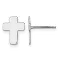 10k White Gold Polished Cross Post Earrings