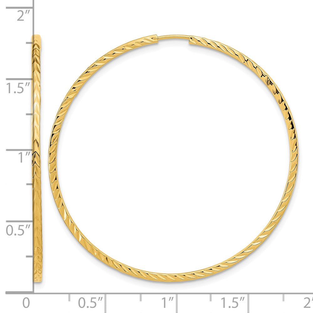 10k Diamond-cut Square Tube Endless Hoop Earrings