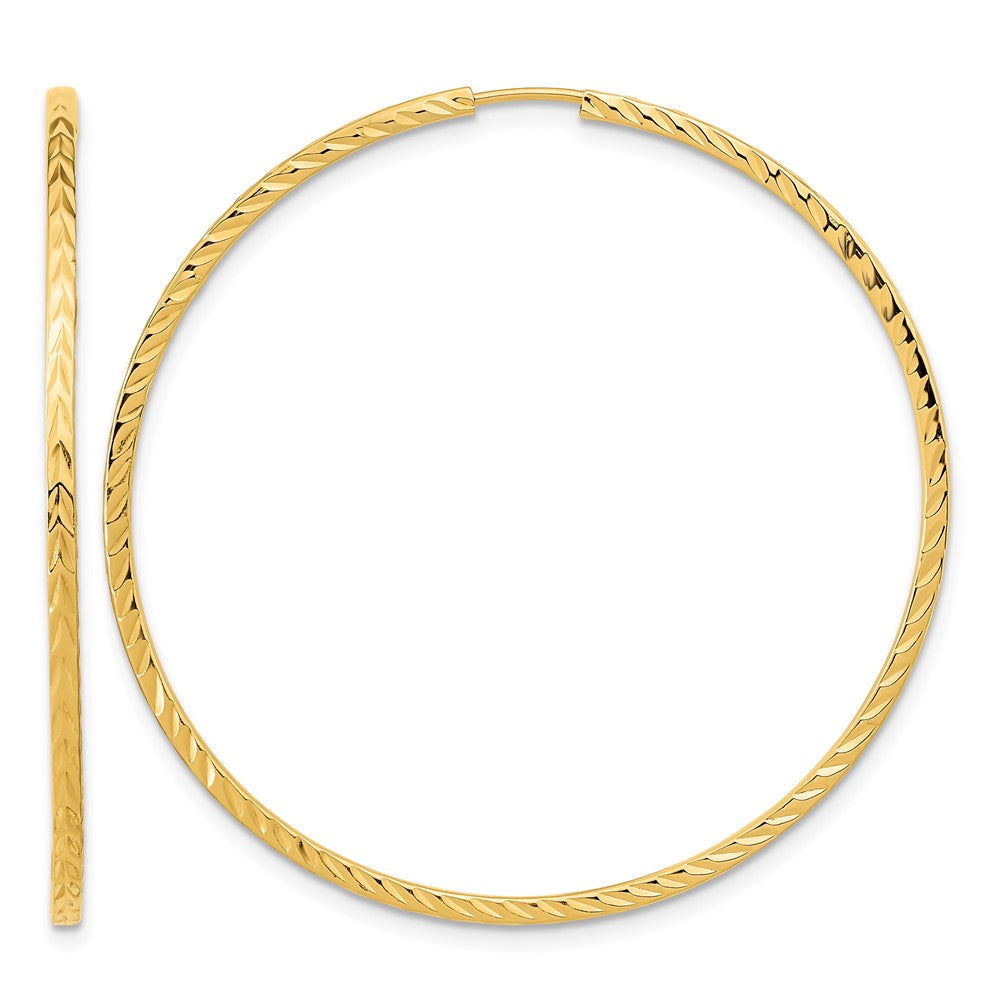 10k Diamond-cut Square Tube Endless Hoop Earrings