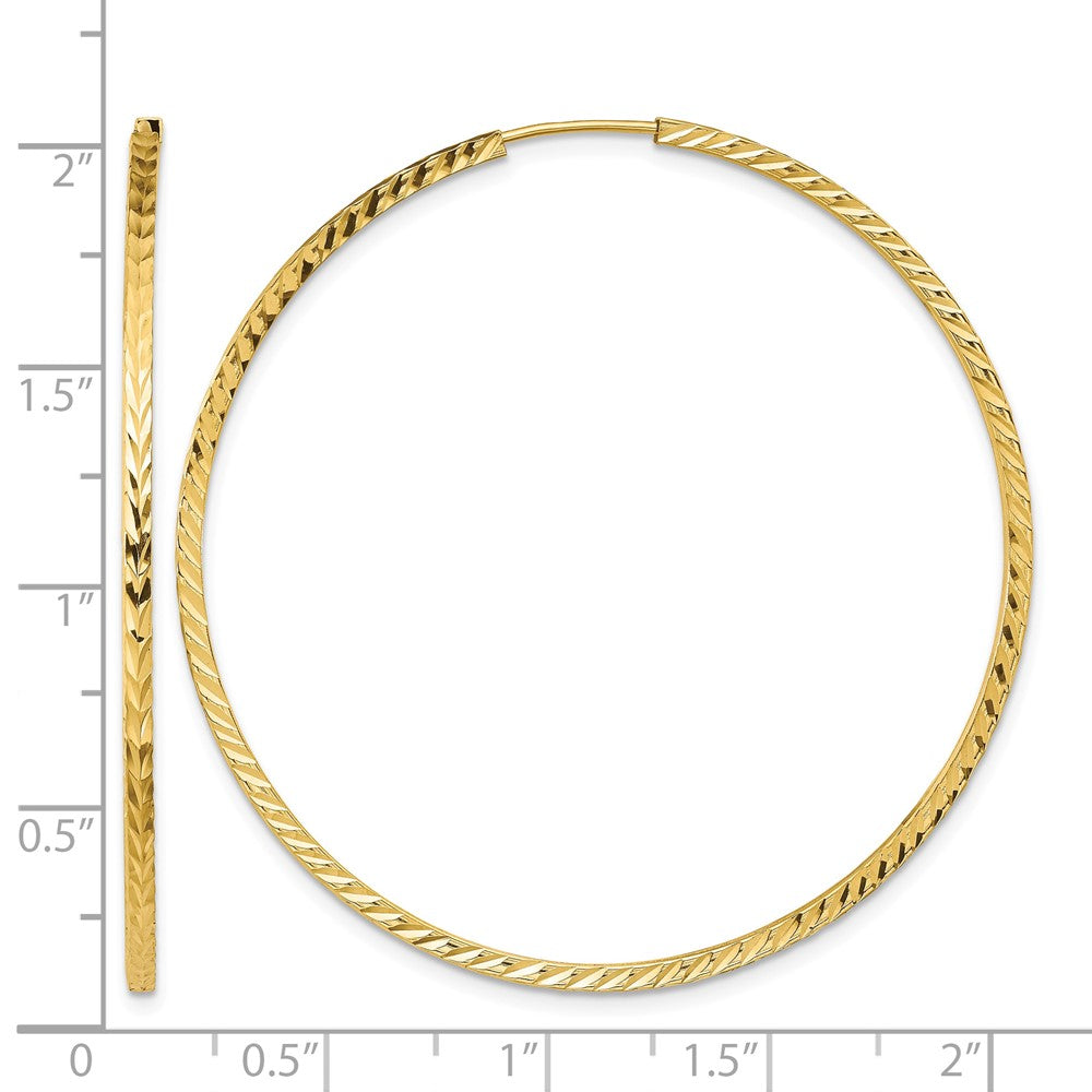 10k Diamond-cut Square Tube Endless Hoop Earrings