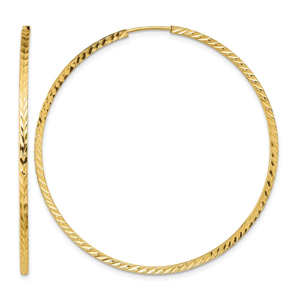 10k Diamond-cut Square Tube Endless Hoop Earrings