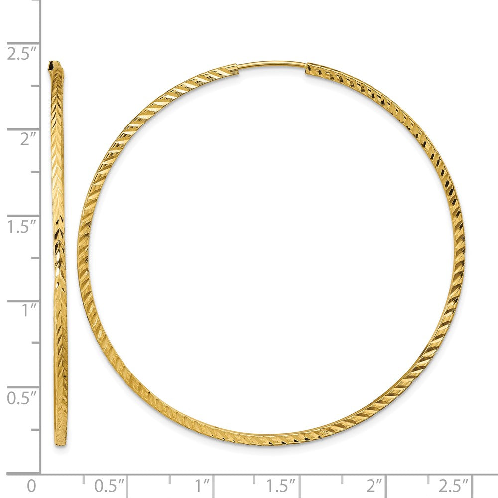 10k Diamond-cut Square Tube Endless Hoop Earrings