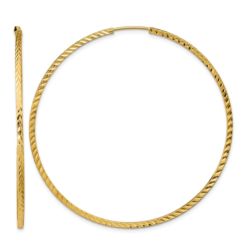 10k Diamond-cut Square Tube Endless Hoop Earrings
