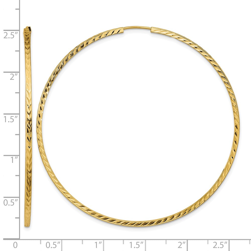 10k Diamond-cut Square Tube Endless Hoop Earrings
