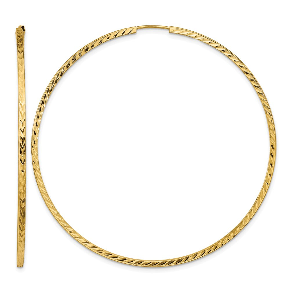 10k Diamond-cut Square Tube Endless Hoop Earrings