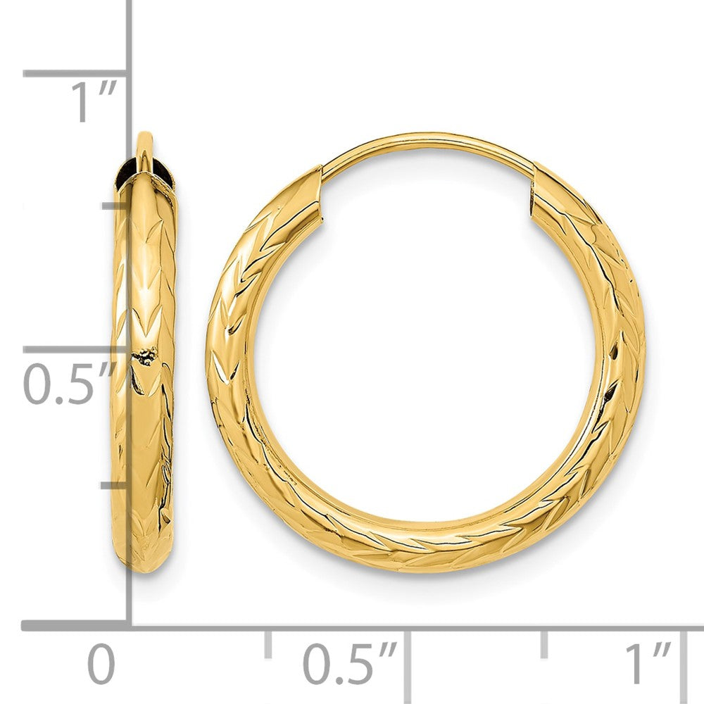 10k Polished & D/C Endless Hoop Earrings