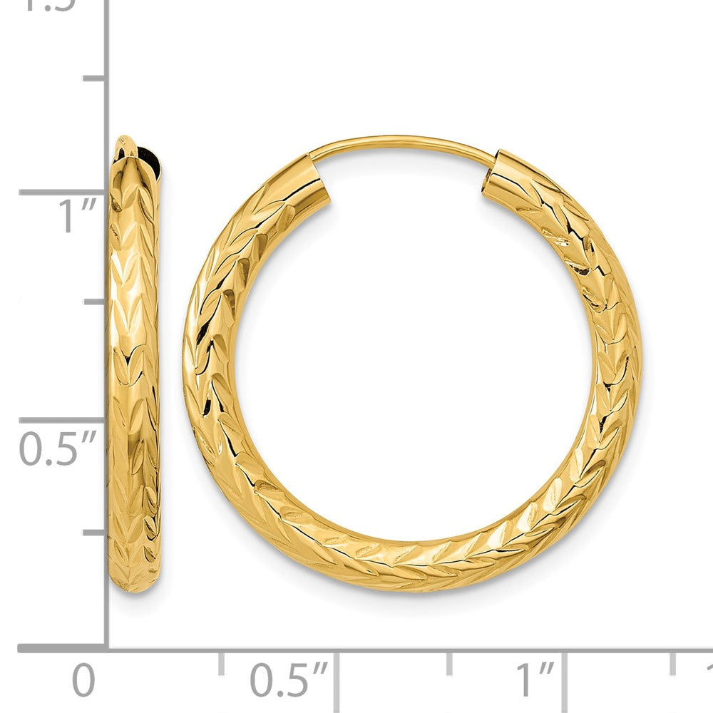 10k Polished & D/C Endless Hoop Earrings
